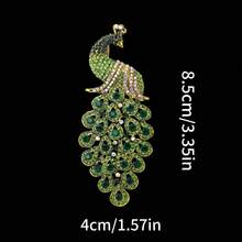 1/6 Fashionable Peacock Brooch, Alloy Rhinestone Colorful Peacock Lapel Pin, Vintage Palace Animal Accessory For Dress/Suit, Gift For Friends - Style - View 17