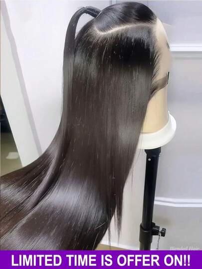 5英寸x5英寸高清蕾丝和13英寸x4英寸高清蕾丝前假发混合款 - 200%密度自然直发 - 预修剪发际线和婴儿发 - 无需胶水，即刻佩戴 - 多种尺寸，适合女性，情人节礼物