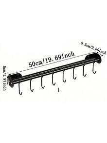 1/2 piezas Estante de pared para utensilios de cocina, barra de colgar moderna, ganchos de almacenamiento, ganchos colgantes móviles, soporte para ollas y cucharas, organizador de cocina, accesorios de cocina - Negro - Ver 10