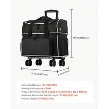 Bowling Accessories - Tasche Mit Abnehmbarem Trolley, 2 Bälle, Schwarz-weiß - View 7
