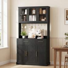71.9 In. Tall Pantry Cabinet, Farmhouse Kitchen Storage Cabinet With Doors, Drawers And Shelves, Modern Cabinet For Dining Room, Living Room - Black - View 1