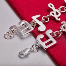 925 Sterling Silver Plated Music Symbol Chain Bracelet For Women Wedding Engagement Party Fashion Jewelry - Silver - View 4