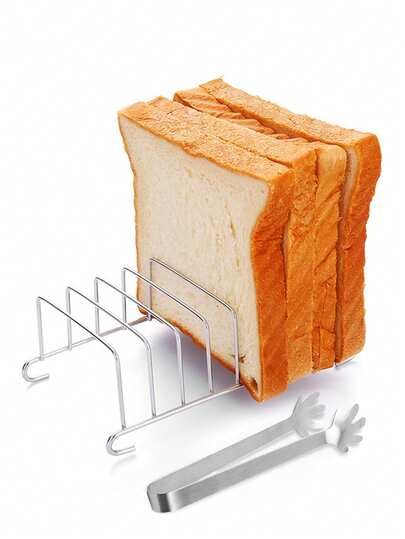 1pc/Set Stainless Steel Air Fryer Rack Accessories, Home Bread Toast Baking Clamp Combination Tool, Kitchen Utensils, Holiday Supplies, Back To School