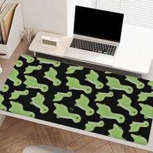 35.4x15.7 英寸可爱恐龙图案大号桌面垫，黑色办公桌垫，缝边设计，底部防滑橡胶材质，电脑键盘垫，家居办公礼物，送给朋友的理想之选 - 查看 3