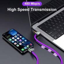 4-In-1 Multi USB Charging Cable (USB A/Type C/Lightning) - Max 240W Fast Charge & Data Sync, Breathing Light For Mobile Phones/Tablets - View 6