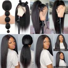 VIOLLY Yaki Straight Natural Black Wig 13x4 HD Transparent Lace Frontal Wigs With Baby Hair Human Hair Ear To Ear Wigs Free Part Pre Bleached Pre Plucked Natural Hairline Seamless Scalp Long Lasting Cosplay Gift Ideas For Women Afro Curly - 1B# - View 10