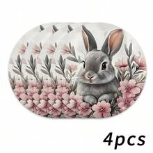 4 pezzi di tovagliette pasquali, con simpatico motivo a coniglio e decorazioni floreali, adatte per feste, pranzi, decorazioni natalizie e decorazioni pasquali. Dimensioni: 38*38cm, adatte per decorazioni stagionali domestiche, decorazioni tavola per le feste, stile country, materiale lavabile, ideali per decorazioni tavola per le feste e intrattenimento domestico, ottimo anche come regalo. - Multicolore - Visualizzare 19