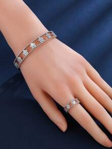 2pcs Hollow Design Bracelet & Ring Jewelry Set - Multicolor - View 2