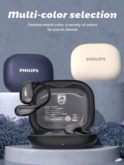 PHILIPS 飞利浦 TAT2769 OWS 耳挂式运动耳机 蓝牙耳机 开放式耳挂设计 无线 长距离电池 降噪 跑步/工作/听歌/通话/骑行耳机 男士礼物 2026 新款 飞利浦耳挂式耳塞