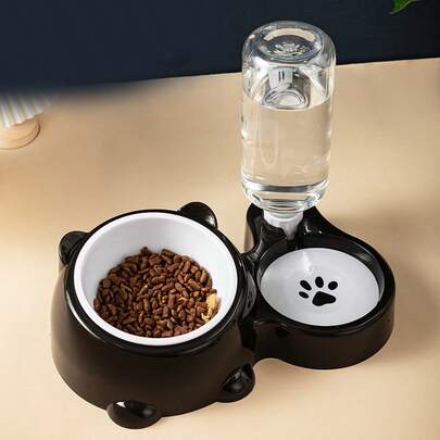 1pc Random Color & Style Delivery, Cat Bowl Double Bowl Pet Drinking Water Bowl, Dog Cat Supplies