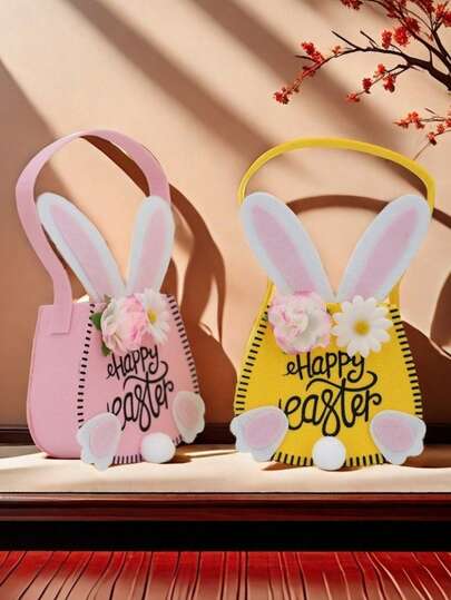 1pc New Creative Rabbit Decor Storage Bag, Convenient Tote Bag For Holidays