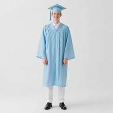 2026 Unisex Matte Graduation Gown And Cap Set With Tassel For Middle High School Bachelor - Sky Blue - View 6