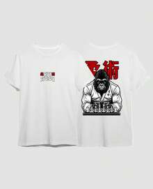 Unisex T-Shirt Martial Art Jiu Jitsu Fight Sport Gorilla Academy Training Strike - trắng - Xem 3