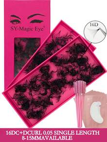 1 Box 1000 Cluster False Eyelashes, Premade Fan Pointy Base, 14D / 16D, 8-15mm Length C / D, Curl 0.05mm Thickness,10Pcs Eye Pads+10Pcs Lash Brush, Soft And Natural Grafting Handmade False Eyelashes Easy To Use And Save Time, DIY At Home, Thick Fake Lashes For Professional, Daily, Wedding, Party, Costume Makeup - Black - View 3