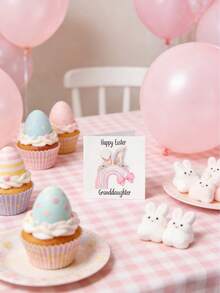 Personalized Easter Children's Card - Customized Name Bunny Greeting Card, Easter Basket Filler, Grandchild Gift, Spring Party Favor - Multicolor - View 5