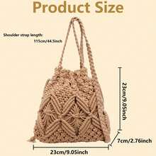 Handwoven Small Crossbody Bag For Women, New Woven Messenger Bag, Niche Beach Casual Shoulder Bag, Mini Square Envelope Bag, Crossbody Bag, Suitable For Beach Resort - 卡其色 - 查看 2