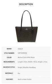 Coach Fiona Printed Women's Single Shoulder Handbag CBT18IMXAQ - 胡桃木色搭配黑色CBT18IMXAQ - 查看 7