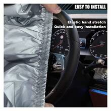 1pc Universal 18 Inch Car Steering Wheel Sun Shade Cover, Silver Coated Cloth Steering Wheel Protector, Windshield Sun Visor, Design, Side Sun Block To Protect Vehicle Steering Wheel - A - View 6
