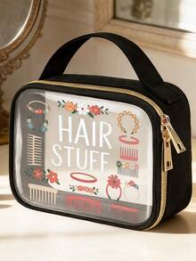 PVC材质手提洗漱包，拉链封口设计，优雅金属拉链，轻便耐用，不褪色，适合女性和女孩用作化妆包和洗漱包，易于清洁，时尚实用，是旅行、度假、返校和学习的必备单品。 - 彩色 - 查看 1