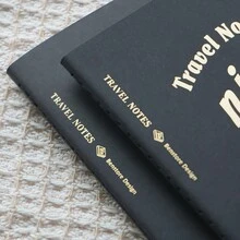 标准尺寸及护照尺寸黑色卡纸笔记本，200克厚黑色卡纸，16张/32页，兼容TN内页的旅行日记本，可用于写日记和绘画 - 長方形 - 查看 9