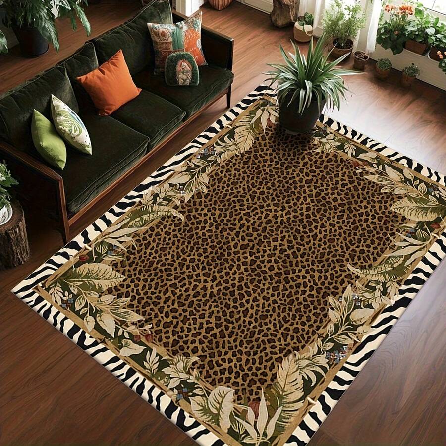 1pc Leopard Print Rug, Red Lips Rug, Pop Art Rug, Bold Statement Area Rug, Funky Living Room Decor, Animal Print Rug, Glamorous Home Rug, 84*60inch,Perfect Choice For Christmas ,Stylish And High-Quality Rugs, Perfect For Christmas Decorations And GiftsHome Decor, The Best Choice For Gothic-Style Birthday Gifts - Nhiều màu - Xem 1