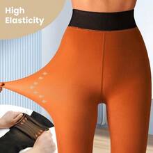 Fleece Lined Tights Sheer Women - Fake Translucent Warm Pantyhose Leggings Sheer Thick Tights For Winter - nâu sẫm - Xem 3
