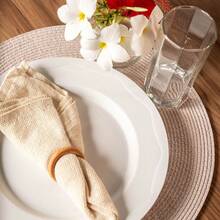 Set Of 10 Plates With Wave-Shaped Rim For Meals, Barbecues, Parties, Durable Plastic Plates. - màu đen - Xem 7