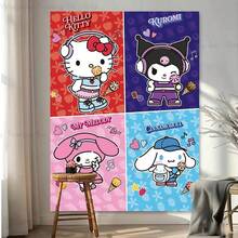 1 Tranh treo tường Hello Kitty cổ điển của Sanrio | Trang trí nghệ thuật đáng yêu cho phòng khách, phòng ăn, phòng ngủ - Phong cách phổ biến. Bền chắc. - Nhiều màu - Xem 2