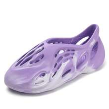 Men's Camouflage EVA Foam Clogs, Thick Platform Slides, Lightweight Ventilated Beach Pool Casual Shoes Purple Sandals - Purple - View 7