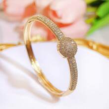 1件装女士时尚方形立方氧化锆镶嵌手链，百搭经典日常佩戴饰品 - 彩色 - 查看 2