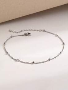 女士不锈钢脚链，饰以金色珠子，简约日常及海滩佩戴饰品 - 腳鍊 - 查看 7