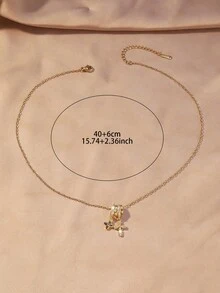 Hihho 1 chiếc dây chuyền, thiết kế cá nhân hóa sang trọng với ba vòng tròn, họa tiết cỏ bốn lá và thánh giá, phong cách độc đáo phù hợp cho các dịp hàng ngày, đi học, hẹn hò, tiệc tùng nhẹ nhàng. - đi qua - Xem 6