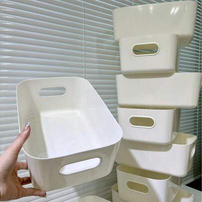 10 piezas Cajas Organizador Cesto almacenamiento apilables de plástico con asas, Cestas de almacenamiento multiusos, contenedores duraderos para calcetines, ropa interior, papelería, cosméticos, cajas de almacenamiento con estilo de cajón que ahorran espacio, adecuadas para oficina, hogar, armario.