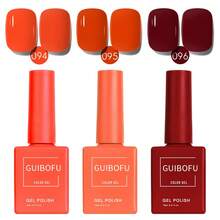 GMUME 3瓶/套 15毫升 秋季南瓜凝胶指甲油，焦橙色枫叶红酒红色，万圣节感恩节秋季色彩，温暖季节美甲，UV LED可卸甲油 - 彩色 - 查看 9