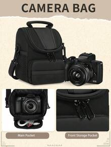 NEWHEY Bolso bandolera pequeño para cámara para hombres, bolso de hombro para fotografía de viaje, bolso de almacenamiento de accesorios de fotografía ligero, adecuado para bolso de cámara de fotografía al aire libre, correa de hombro desmontable, convertible en bolso de mano y de hombro - Negro - Ver 6