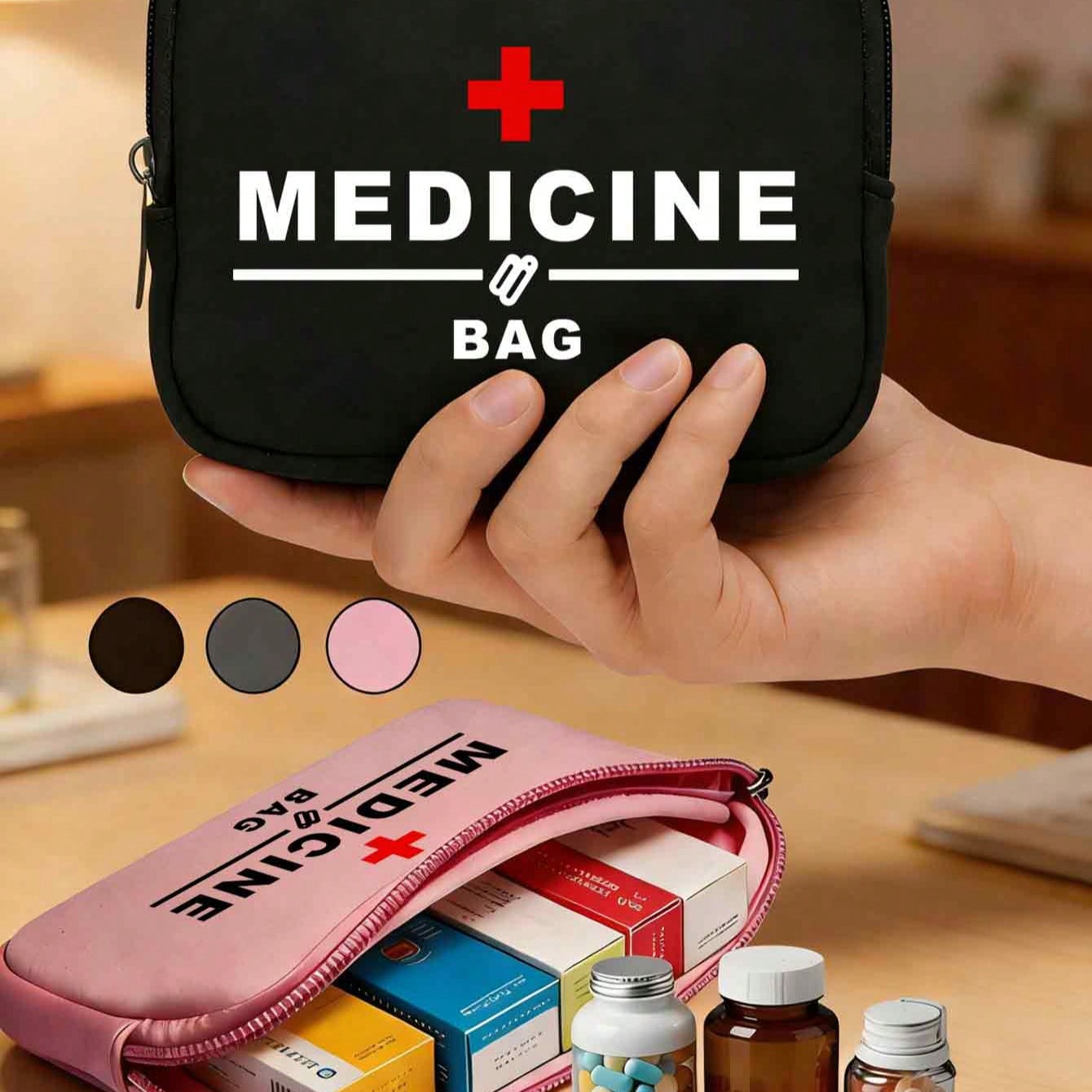 Portable Travel Medical Bag, Printed With "Medical Bag" Text And Graphics, Compact First Aid Kit, Suitable For Camping, Travel And Home Use Portable Storage Bag, Small Medicine Bag, Convenient Medical Bag, Emergency Bag, Multiple Colors Available, Suitable For Daily/Outdoor/Travel, Essential For Health-Conscious And Frequent Travelers Pill Box Pill Case Pill Containers Hospital Bag Medicine Organizer Medicine Storage Bag Cruise Essentials Vacation Essentials Travel Stuff