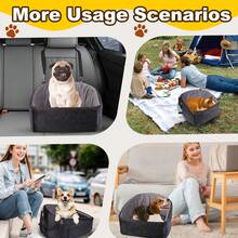Comfortable Dog Car Seat 19.7"L X 19.3"W, Pet Booster Seat For Small Dogs Up To 35 Lbs, Durable Dog Travel Bed With Storage Pockets & Machine Washable Cover - 灰色 - 查看 6