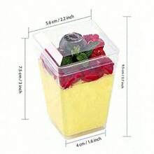 [100pcs/50pcs/25pcs/20pcs/10pcs Set] Creative Shaped Cake Mold, Square Transparent Ice Cream Mousse Cup With Lid, Dessert Cup, Pudding Cup, Suitable For Cafe, Snack Bar, Buffet, Home, Kitchen, Baking Party, Pudding, Cheesecake, Mousse, Jelly Cup - View 11