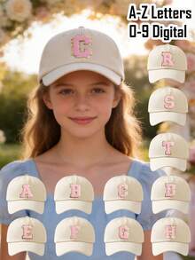 1 Mũ lưỡi trai màu be cho trẻ em, mũ lưỡi trai in 26 chữ cái từ A-Z, mũ lưỡi trai in số từ 0-9, mũ thể thao ngoài trời, mũ chạy bộ, mũ lưỡi trai cần thiết cho kỳ nghỉ, mũ mùa hè đi biển cho bé trai và bé gái. - Nhiều màu - Xem 1