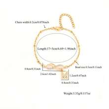 1pc Simple Fashion Double Infinity Symbol Initial Pendant Golden Stainless Steel Bead Chain Bracelets For Women - Yellow Gold - View 2