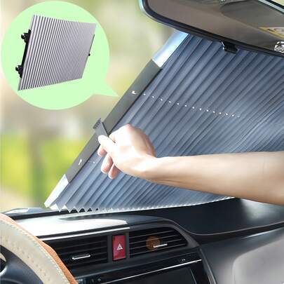Para-sol retrátil para para-brisa de carro, protetor solar celular sem fio que bloqueia 99% dos raios UV para manter o veículo fresco, para-sol em formato de colmeia que se adapta a vários modelos com 4 ventosas (70 cm)