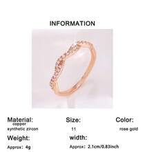 1pc Elegant Sparkling Criss-Cross Design Cubic Zirconia Eternity Ring, Ideal Gift For Mother's Day, Valentine's Day, Christmas, New Year, Engagement, Wedding, Anniversary Or Birthday - Rose Gold - View 9
