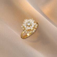 不锈钢可旋转四叶草和向日葵戒指，镶嵌锆石，适合海滩、度假、旅行摄影 - 彩色 - 查看 5