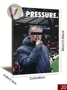 1pc Mourinho 'Shhh' Framed Poster - 23.6x31.5inch, Bold Pop Art Design, Perfect For Man Cave & Game Room - G1 - View 2