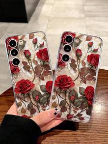1个时尚优雅红色玫瑰花软壳手机壳，兼容华为荣耀、Galaxy A04e/12/A13/A14/A34/A50/A52/A53/A54/S21/S22/S23/S24/S25/S25Ultra/S26/S26 Plus/S26 Ultra、6A/7A/8A、12T/13T，国际版，非国内版 - 無色 - 查看 2