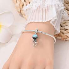 1pc 925 Silver-Plated Ocean Series Small Ship Binoculars With Starfish, Fish Tail Waves With Cubic Zirconia Diamonds, Sea Fish And Sea Turtle Robots, Glowing Jellyfish, Ship Steering Wheel, Whale, Shell, Starfish, Seahorse, Compass, Ship, Starfish DIY Quality Charms, DIY Creative Bracelet, Summer Ocean Romance, Exquisite Birthday, Valentine's Day And Other Holiday Gifts - Multicolor - View 9