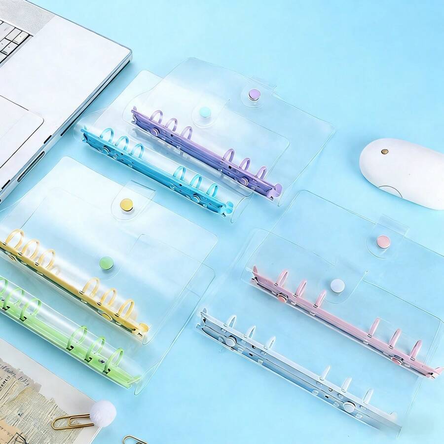 1pc A6 Transparent Portable File Folder, Candy Macaron Color Shell Options, Refillable Notebook, Transparent Interior, PP Material, Suitable For DIY Sticker Books, Handwriting, Or Storing Idol Photos, Cards, Small Items. Also Can Be Used As Loose-Leaf Notebook, Sealed Notebook, School Supplies, Student Binder - One Size - View 1