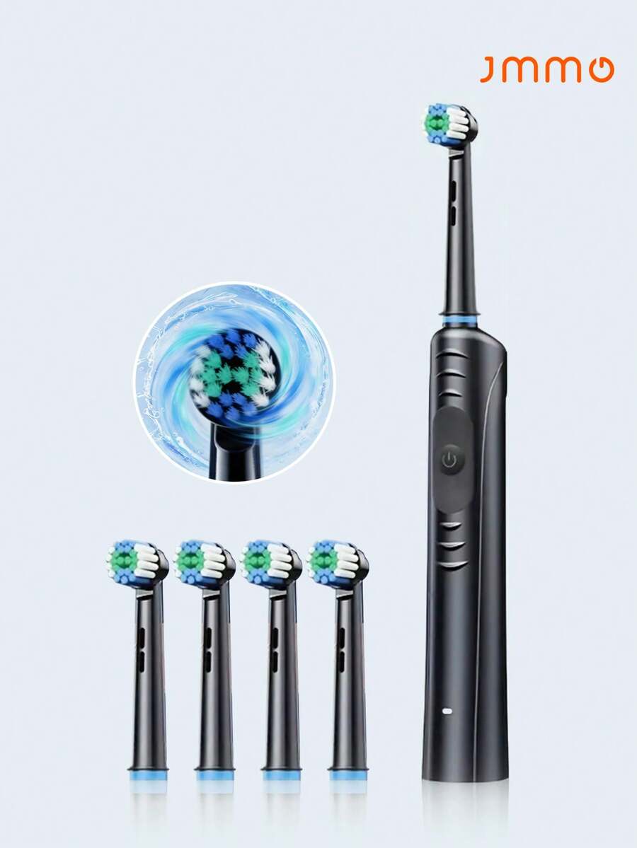 JMMO 成人電動牙刷，可充電式牙刷，配4個刷頭，智慧壓力感應器，深度清潔技術，去除牙漬，情人節禮物 - 彩色 - 查看 1