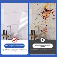 Película de protección de pared de pintura de látex electrostática, pegatina de pared transparente a prueba de aceite, pared blanca, antisuciedad,45/60cm - 45 cm x 2m - Ver 3