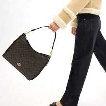 Coach Laurel Printed Women's Single Shoulder Handbag CV975IMXAQ - 胡桃木色佐黑色CV975IMXAQ - 查看 3